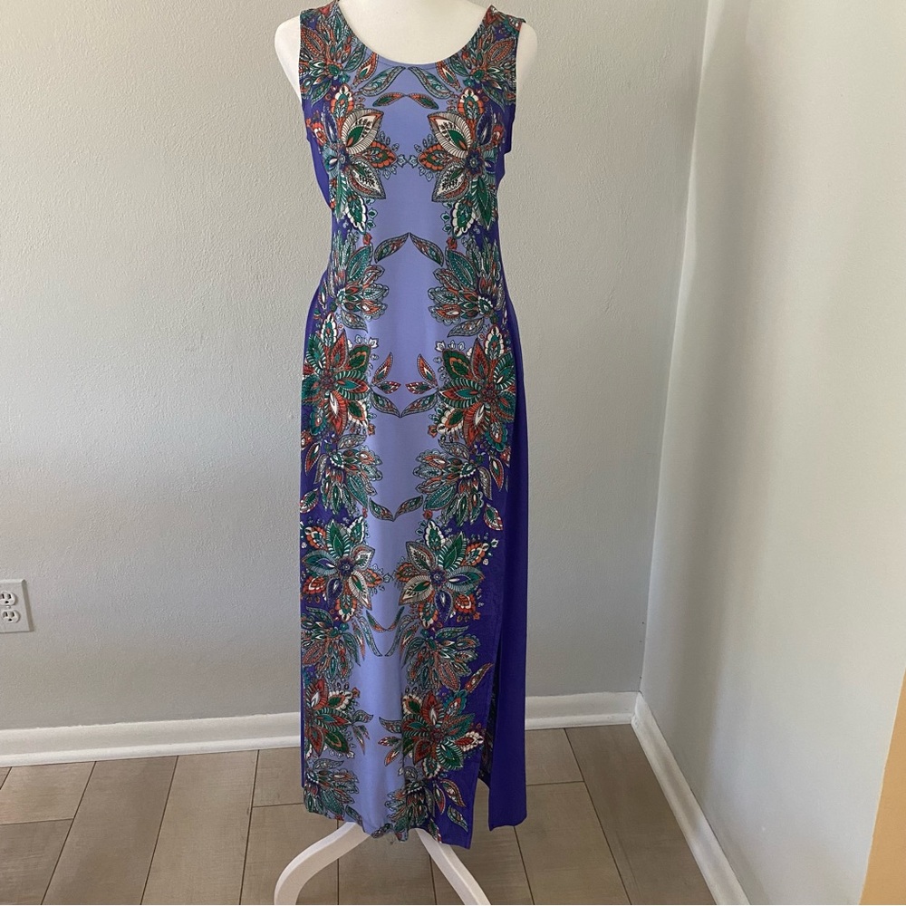 Simonton Maxi Dress Sleeveless Purple Floral XS Petite